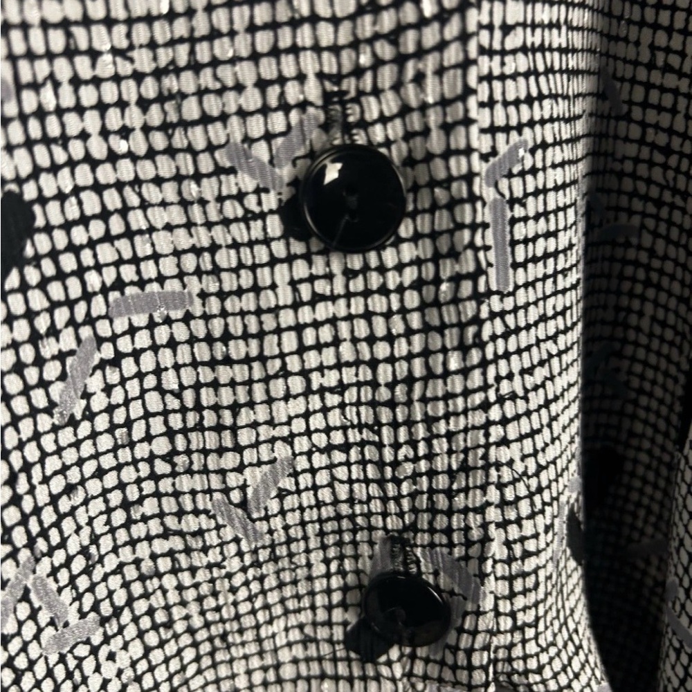 Chic Black and White Patterned Button Down Shirt - image 4
